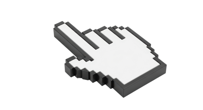 Isolated Pixelated Hand Cursor
