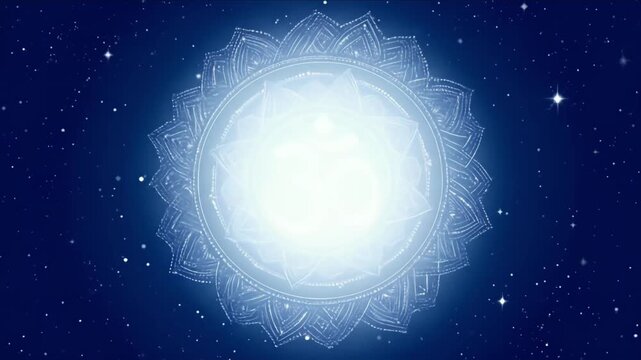 Spiritual mandala design on starry background