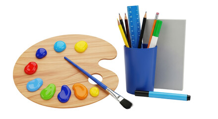 Naklejka premium Isolated Art Palette with Paints