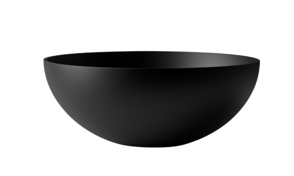 Minimalist matte black bowl with smooth curved sides and a wide open rim