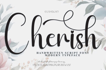 Cherish signature Font Calligraphy Logotype Script Brush Font Type Font lettering handwritten

