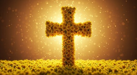 Golden Floral Cross with Yellow Flowers – Meskel Ethiopian Orthodox Festival Celebration 
