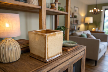 Vintage earthenware ceramic cube home decoration