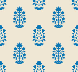 Mughal flower motif seamless pattern. Traditional flower pattern illustration. Flower pattern for fashion, fabric, textile, and wallpaper.  © Design 35