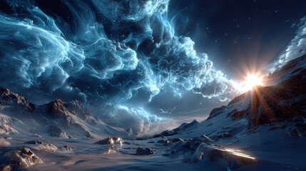 Cold wind effects with white smoke and flying snowflakes. Vector realistic set of frost blowing air, winter blizzard breeze. Flow of frozen fog clouds with snow isolated on transparent background