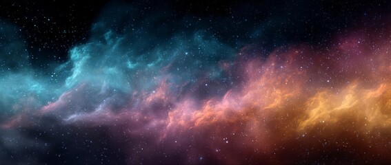 Obraz premium A stunning display of swirling colors in the cosmos showcasing vibrant hues against a backdrop of stars