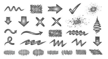 Isolated Doodle Design Elements Set in Gray