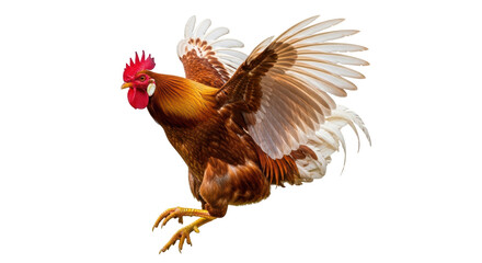 Isolated Rooster Crowing in Flight © Maria