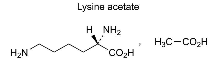 Chemical structure of lysine acetate, drug substance