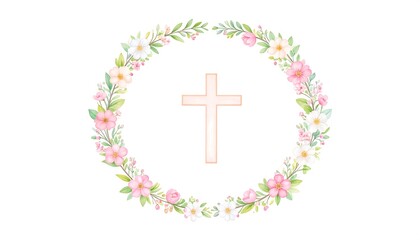 Obraz premium Floral cross design, pastel colors