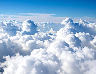 High-altitude view of fluffy cumulus clouds