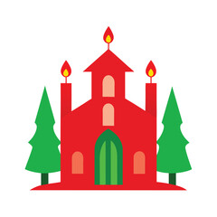 midnight christmas church scene with glowing candles