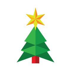 Fototapeta premium christmas star glowing on top of a pine tree