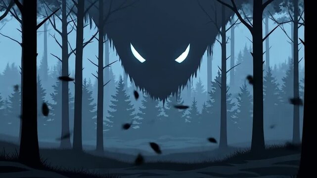 Forest Horror: Glowing Eyes in the Dark Woods
