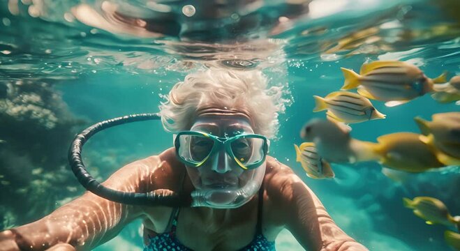 underwater adventures aquanauts recreation with finned organism  green goggles