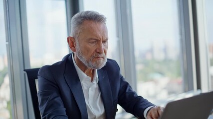 Financial manager working computer at office workplace closeup. Senior worker - Powered by Adobe