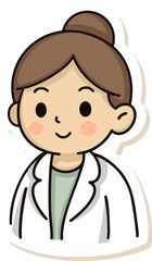 A kawaii female doctor sticker, symbolizing healthcare and medical themes in a cute design.