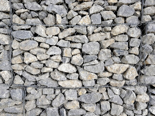 Stone fence mesh background exterior wall horizontal facade.