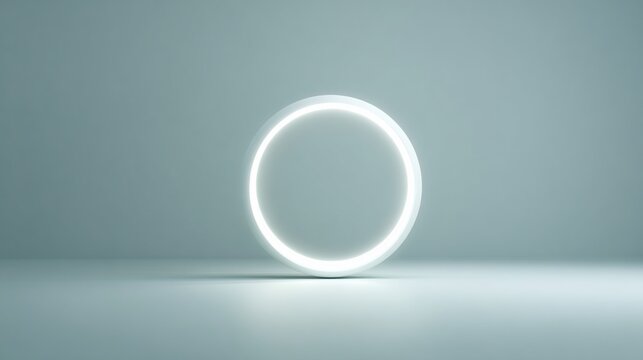Glowing ring on a surface, minimalist background with soft, blurred light