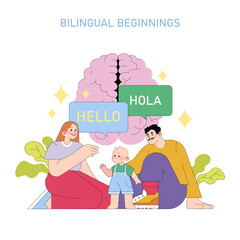 Family Engages Child in Bilingual Learning Session © inspiring.team
