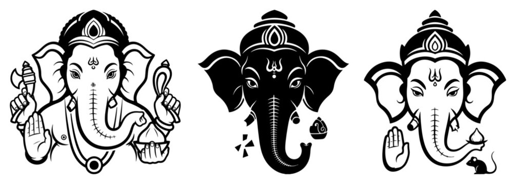 Collection of Hindu god Ganesha vector icons