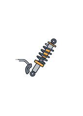 Mechanical Shock Absorber and Brake System Flat Vector Illustration for Automotive Engineering, Suspension Technology, and Vehicle Maintenance Concepts