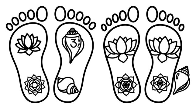 Auspicious Hindu symbols of goddess Lakshmi feet for Diwali festival