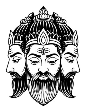 black and white hindu god portrait clip art preview