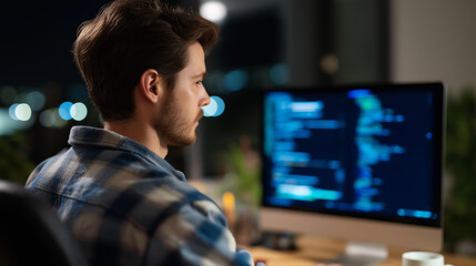 Late Night Coding Session in a Home Office