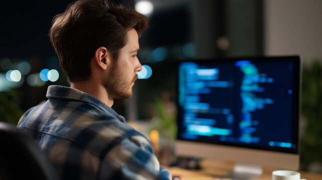 Late Night Coding Session in a Home Office