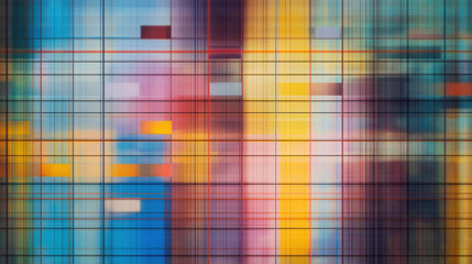 Fototapeta premium Colorful abstract pattern with vibrant shapes and lines in a grid formation