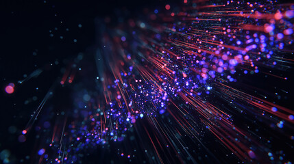 Obraz premium Colorful light streams create a dynamic visual experience in a digital universe