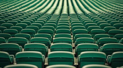 Fototapeta premium Symmetrical Rows of Empty Green Stadium Seats