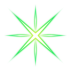 Fototapeta premium Green glowing radiant star with transparent background 