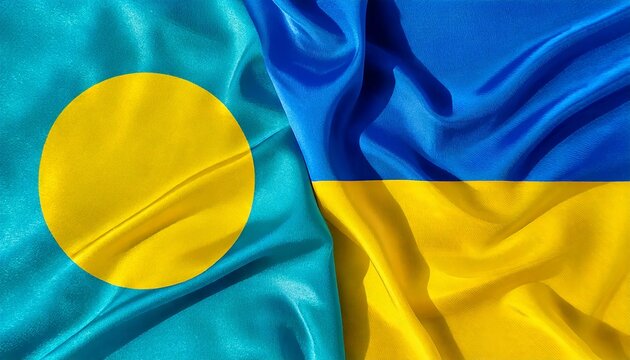 パラオの国旗とウクライナの国旗。(Palau flag and Ukraine flag.)
