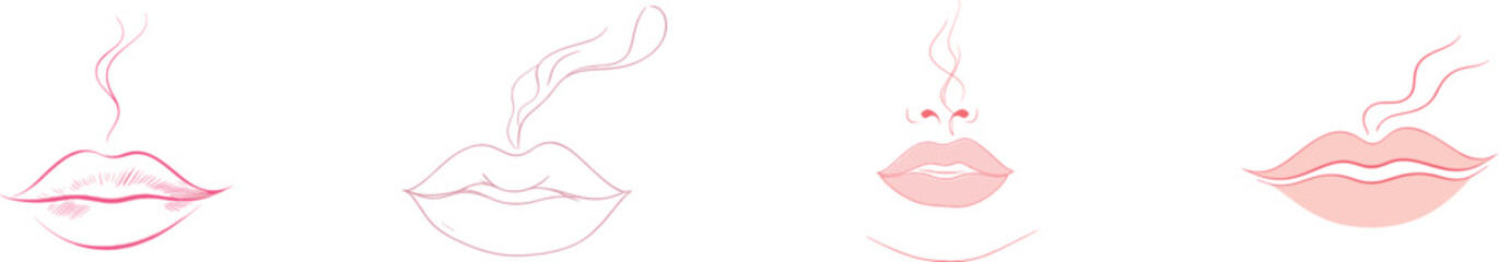 On a white isolated background, a modern illustration presents a close-up one line drawing focusing on the nose and lips of an African American person