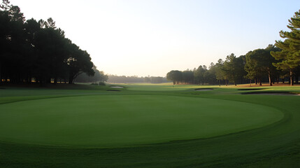 In the tranquil setting of the golf course, a moment of stillness encapsulates the essence of the sport. The meticulously groomed green serves as the stage for this scene,
