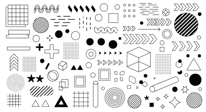 Big set of abstract geometric shapes and design elements.