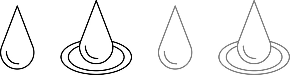 Water Drop and Ripple Line Art Vector Icons
