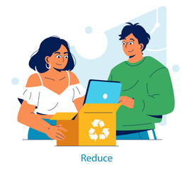 Collaborative Recycling Efforts in Vector Illustration