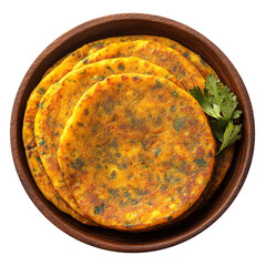 Moong dal cheela or savory pancakes isolated on transparent background