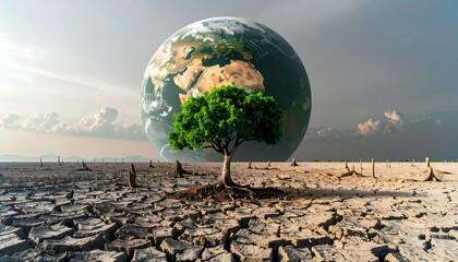 Resilient Tree Stands Against Global Drought and Deforestation Under a Vast Earth