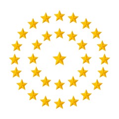Golden stars in a circular pattern