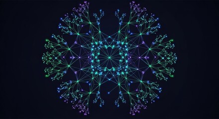 Stunning digital network structure with glowing lights, symbolizing connection and data flow