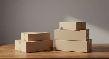 cardboard boxes in a warehouse