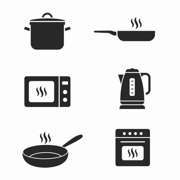 Food Preparation icon set. White background.