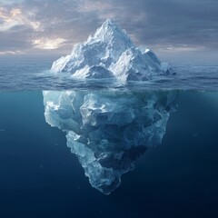 Obraz premium Iceberg Melting to Reveal Hidden Diamond - Never Give Up in the Ocean's Depths
