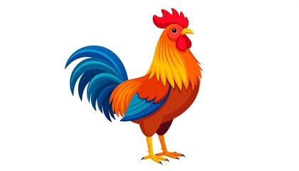 Stylized rooster illustration with vibrant colors and a clean white background art