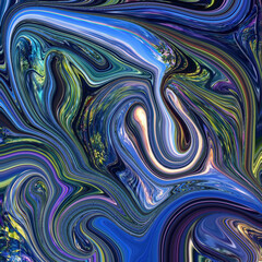 Vivid abstract swirl in deep blue, green, and light tones, creating a dynamic flow of color and movement. Perfect abstract background art with unique energy.