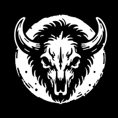 Bison skull sketch silhouette